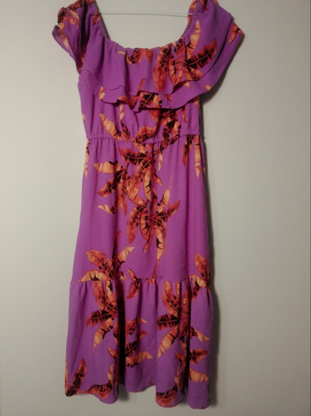 Sofia Jeans by Sofia Vergara Purple Tropical Ruffle Maxi Dress